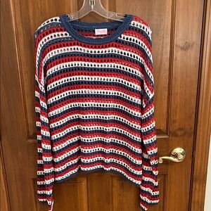 Pink Lily Red, White, and Blue Striped Sweater